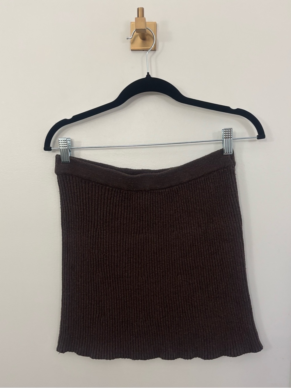 Freshman Chocolate Ribbed Knit Mini Skirt